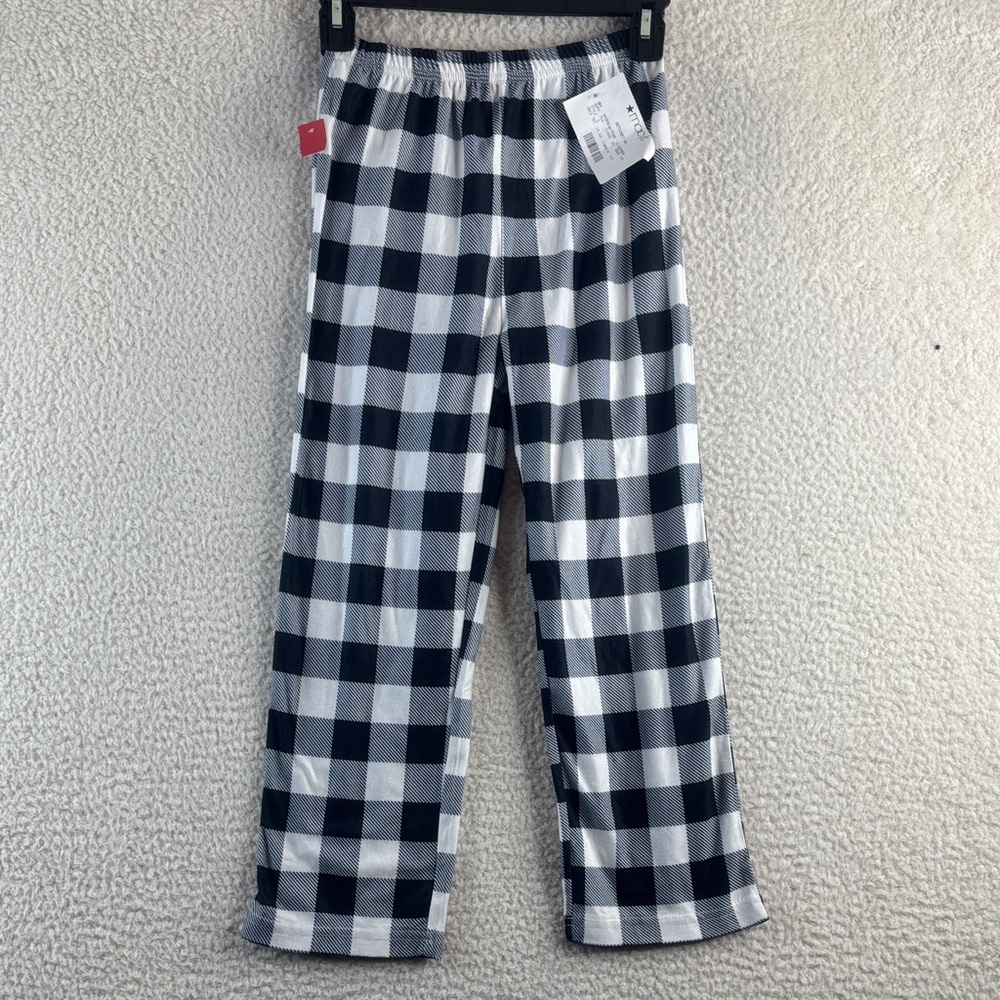 NWT Family PJs by Macys Kids Black White Checkered Pajama Pants Size M (8)